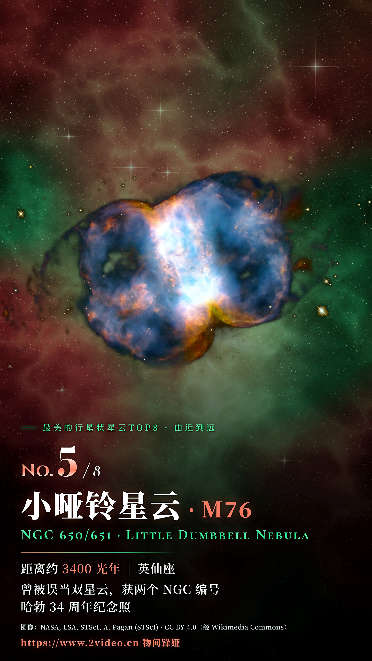 No.5 小哑铃星云 M76 · 约 3400 光年