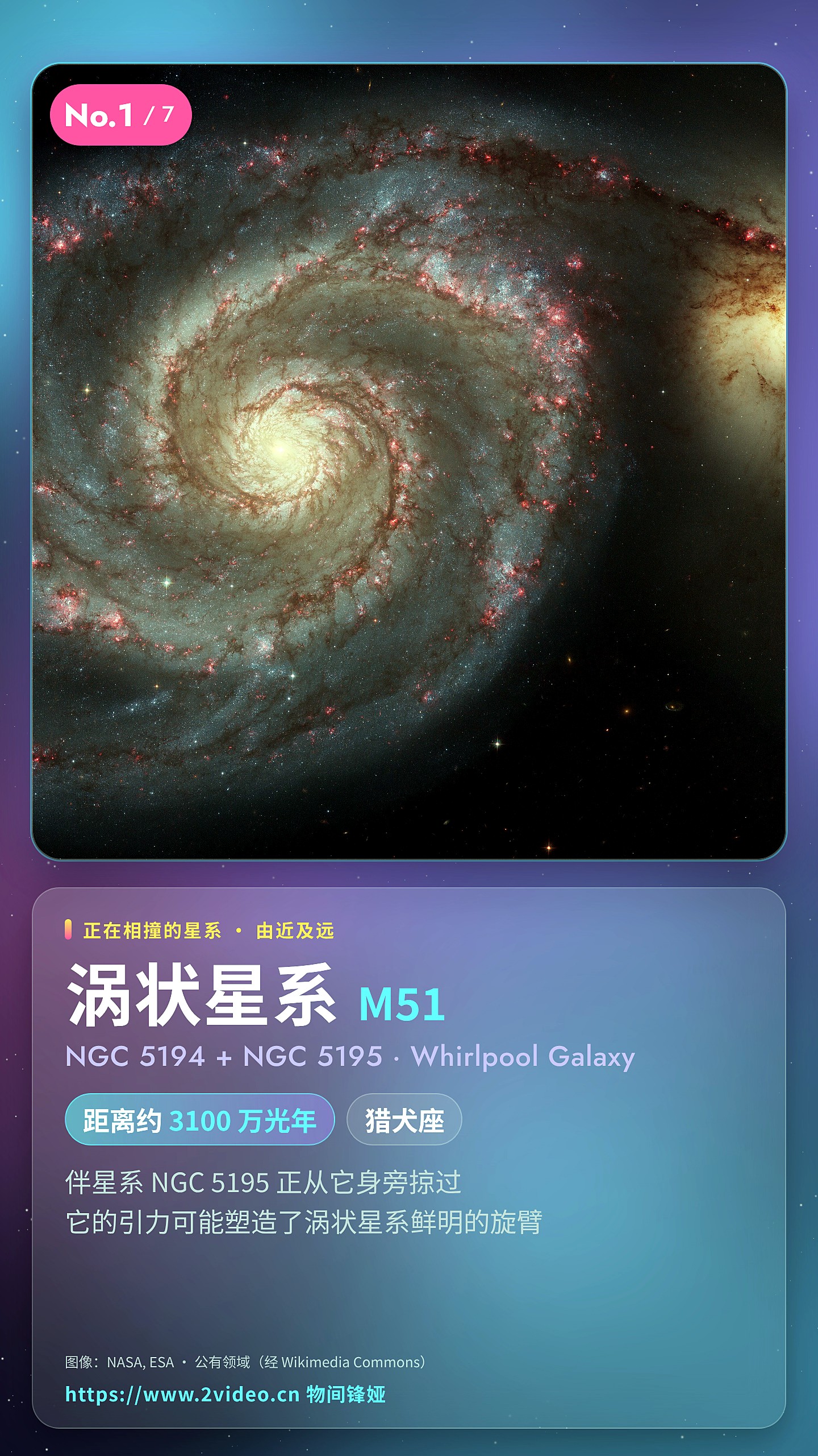 No.1 涡状星系 M51 · 约 3100 万光年