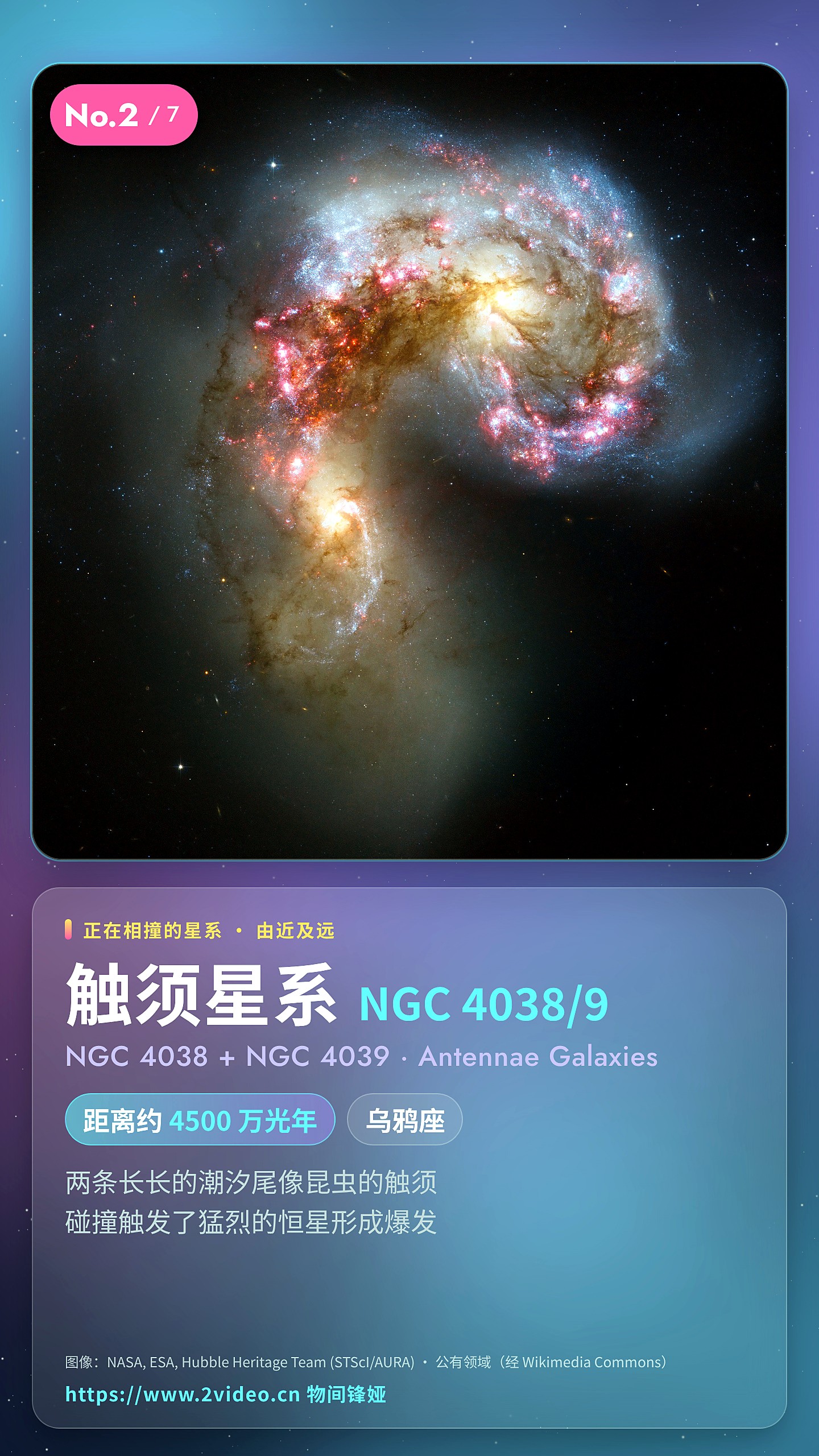 No.2 触须星系 NGC 4038/4039 · 约 4500 万光年