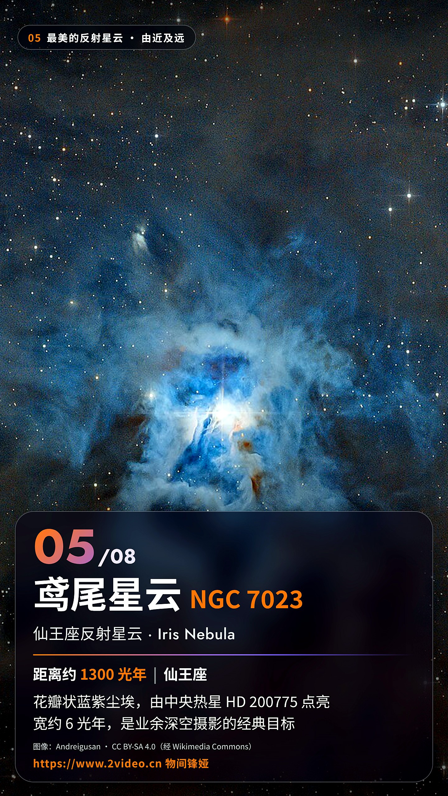 No.5 鸢尾星云 NGC 7023 · 约 1300 光年