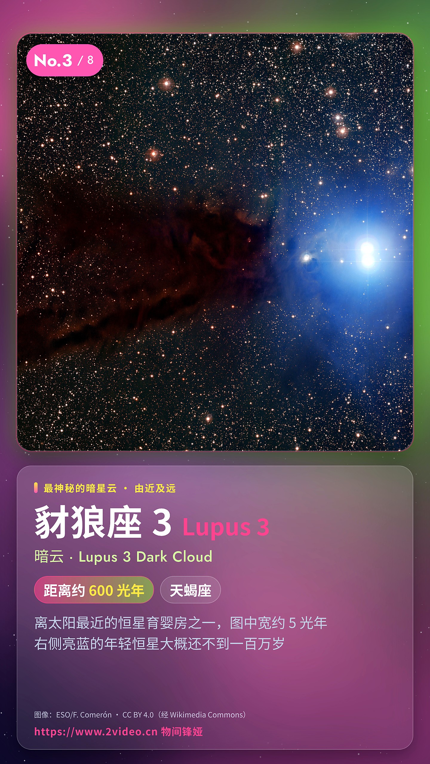 No.3 豺狼座 3 号暗云 · 约 600 光年