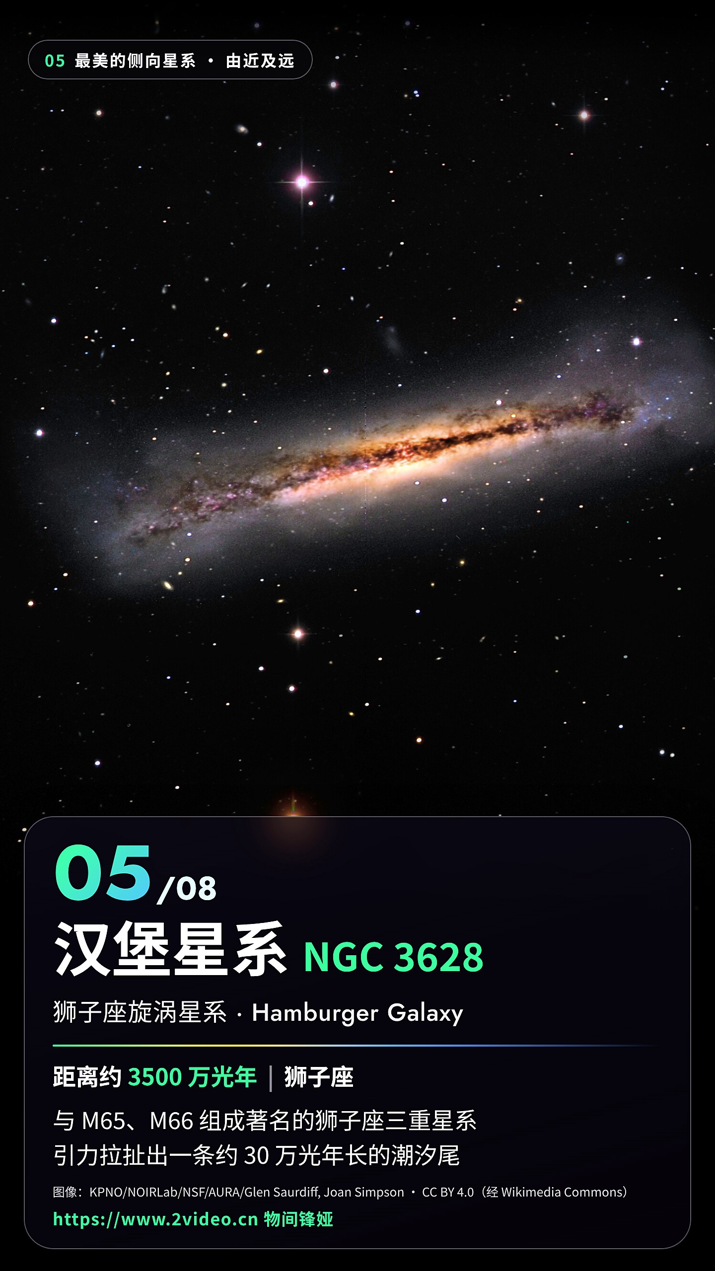 No.5 汉堡星系 NGC 3628 · 约 3500 万光年